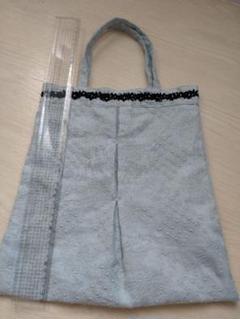 刺繍入りライトブルーエコバッグ