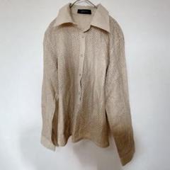 アマーレ【L】ポロシャツ/透かし編み 長袖 大人可愛い レース シンプル