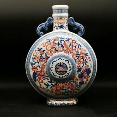 乾隆青花釉里紅八宝紋抱月瓶 賞物観賞瓶 現代工芸品 美術品 装飾品 置物 乾隆青花釉里紅八宝紋抱月瓶 賞物観賞瓶 現代工芸品 美術品 装飾