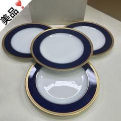 5882【美品】4枚セット 大倉陶園 瑠璃片葉金蝕 20cmデザート皿 瑠璃片葉金蝕 20cmデザート皿
