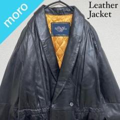 No.718 VINTAGE 韓国古着 韓国製 レザージャケット ロング丈 黒