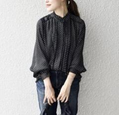 SHIPS シップス⭐︎ドット/ソリッドフリルピンタックレースブラウス
