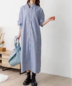 Ada. ストライプ ロングシャツワンピース