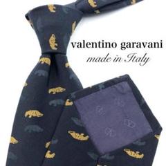 【美品】valentino garavani ネクタイ 小紋柄 Vマーク 黒