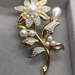 ✨希少・未使用極美品✨ 本鼈甲 べっこう 大きめ 薔薇のブローチ 9×9 ...