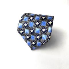 1082 LANVIN ランバン　フランス製　ネクタイ　花　総柄　青