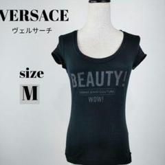 【１着でも送料無料】 Tシャツ 半袖 ヴェルサーチ a532】VERSACE M ロゴ ブラック トップス