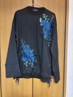HARE×Ado コラボスウェット レースローズ刺繍ブラック　 Sサイズ 限定品】Ado HARE コラボ 青薔薇 刺繍 スウェット ブラック M