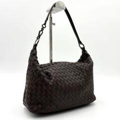 ボッテガヴェネタ イントレチャート　ワンショルダー アクセサリーポーチ　ブラウン BOTTEGA VENETA イントレチャート アクセサリーポーチ ブラウン