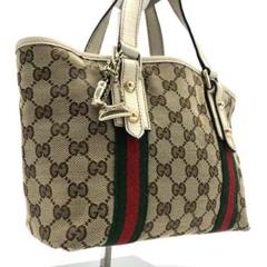 極美品　GUCCI　グッチ　トートバッグ　シェリーライン　キャンバス　レザー GUCCI - グッチ GUCCI シェリーライン トートバッグ バッグ
