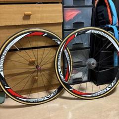 手組みカーボンホイール シマノ11s 軽量約1200g中古チューブラー 700C 中古)REYNOLDS (レイノルズ) RZR92 シマノ11/12S チューブラー