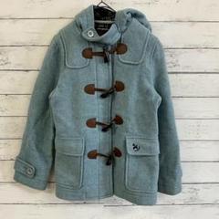 pom ponette✨アウター ダッフルコート（150）水色 フード チェック