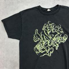 アートイラスト　good　トップス　半袖　Tシャツ　ヘインズ　古着　ブラック　L
