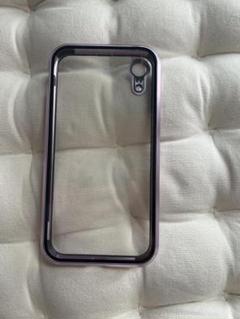 iphoneXRクリアケース　両面　ガラスケース　紫 iphoneケース
