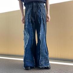 No.343【real tree】再構築 リメイク フレア パンツ デニム No.343【real tree】再構築 リメイク フレア パンツ デニム
