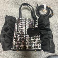 DIANA　バッグ　ツイード　フリル 未使用】DIANA ダイアナ 2way ショルダーバッグ 黒 ツイード