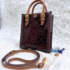 極美品✨トリーバーチ Tモノグラム レザー ミニトート バッグ 2way ハンド