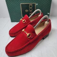【極美品 箱付】GUCCI ホースビットローファー 22-22.5cm レッド 極美品 箱付】GUCCI ホースビットローファー 22-22.5cm レッド