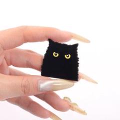 黒猫 ピンバッジ 3.2cmサイズ ねこちゃん アクセサリー小物 ブラック