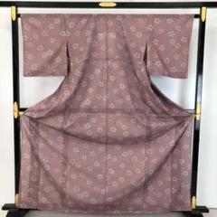 夏着物 小紋 絽 さんび 可愛らしい花模様 紫桃鼠色 KK-1990