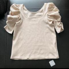新品タグ付きarchives パワーショルリブトップス フリル袖 Tシャツ 半袖