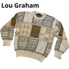 【大特価】 Lou Graham 幾何学模様ニットセーター ベージュ・オリーブＭ