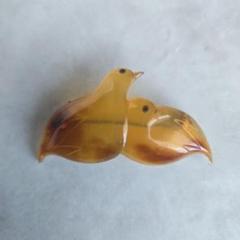 鼈甲 ブローチ コサージュ 鳥 ウズラ 斑布 帯留 Z9 着物 浴衣