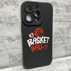 【iPhone14Pro】ケース 黒 I Love BASKET Ballのロゴ