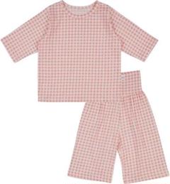 ⭐︎ベビー 7分袖 綿 長袖 キッズパジャマ Check-pink L 110cm