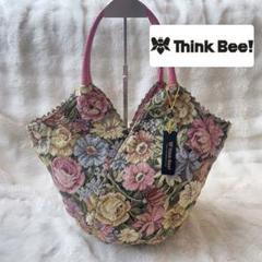極美品 Think Bee ！ シンクビー　花柄刺繍トートバッグ ピンク系