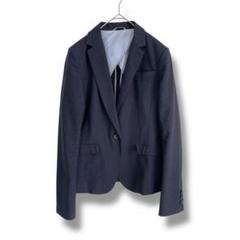 SUIT SELECT ジャケット　千鳥柄　ネイビー　シングル　背抜き　7号/S