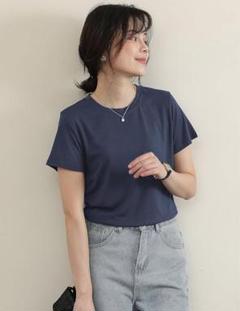 Tシャツ カットソー レディース クルーネック 吸汗通気 春 秋 S ネイビー