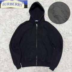 BURBERRY BLUELABEL フーディージップアップ　ボーダー　M相当 BURBERRY BLUE LABEL 美品 バーバリーブルーレーベル ボーダー柄