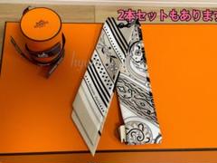 美品♡HERMES ツイリー 箱あり 2本セット グレー 黒 オレンジ 2025年最新】エルメスツイリー2本の人気アイテム - メルカリ