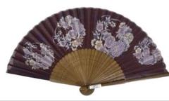 新品未使用　レディース扇子　紫色 花玉しだれ布製（２本あります）のサムネイル