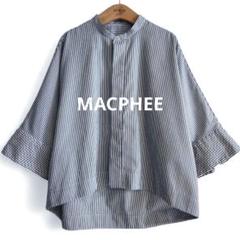 マカフィー コットンブロード バンドカラークロップドシャツ