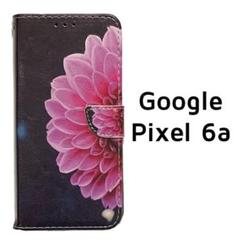 Google Pixel6a 手帳 ネイビー ピンク 花