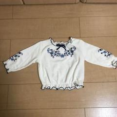 刺繍風薄地ロンT☆90サイズ★フリルロンT