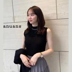 anuans【美品】ボトルネックリブニットトップス【ブラック】黒