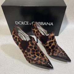 極美品Dolce & Gabbana ヒール豹柄 毛皮38 1/2 25.5cm