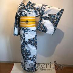 【新品/2点セット/浴衣】可愛らしい白猫の浴衣　帯とセット