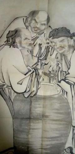 狩野松榮画、聖吸酸圖下絵、紙本三枚繋ぎ、 狩野松榮画、聖吸酸圖下絵、紙本三枚繋ぎ、 美術品・