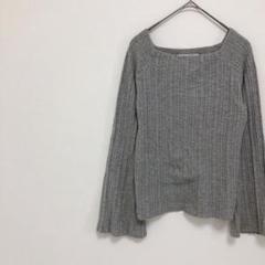 86-8 snidel フレア袖ニット スクエアネック 羊毛混 グレー