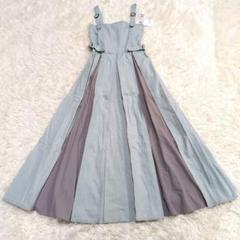 【内祝い】 新品タグ付き♪ Ample 異素材パネルデニムジャンパースカート ワンピース