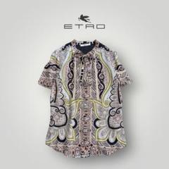 ［上質］ETRO エトロ シルク100% カットソー ペイズリー リボン 半袖 上質］ETRO エトロ シルク100% カットソー ペイズリー リボン