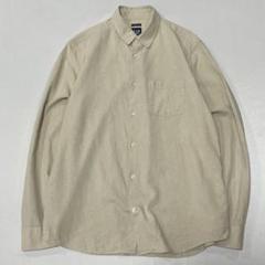 00s OLD GAP リネン L/S シャツ ライトベージュ 裏前立て