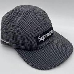 【予約販売】本 CORDURA 新品】Supreme チェック柄 5パネル 黒系 キャップ 帽子