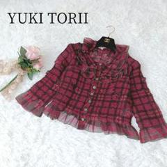 【YUKI TORII/ユキトリイ】【2XL.3L】プリーツ　ブラウス　襟つき