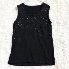n6524 美品✨スペッチオ スパンコール付きノースリーブカットソー M 綺麗め