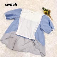 スウィッチ★半袖 Tシャツ カットソー 大きめサイズ フレア 切り替え 夏